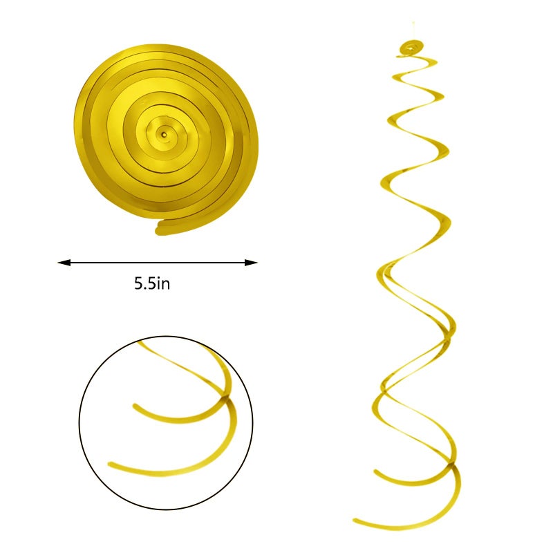 Yymobt Gold Ceiling Swirl Foil Decorations Hanging Plastic Streamer Themed Swirl Party Decoration for Wedding Thanksgiving Day Graduation Celebration  Pack of 28 - Image 2